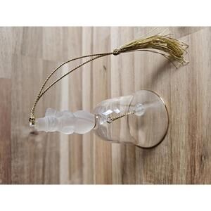 Etched 3.75" Lenox 1992 Snowman Glass Bell Ornament Tassel Hanger Label Intact